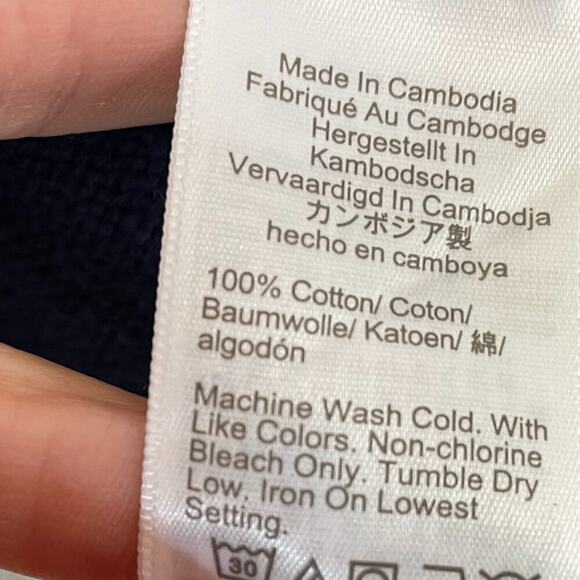 J. Crew Cotton Navy Blue/Ivory Rugby Stripe Mock Neck Long Sleeve Sweater, M - Picture 7 of 12